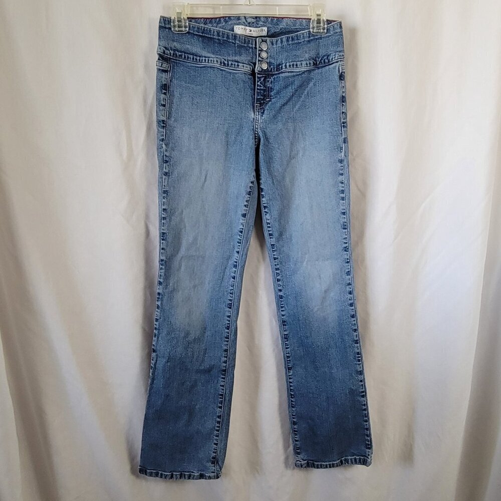 Tommy Hilfiger Jeans Hipster Boot wide leg stretch preppy classic logo size 4